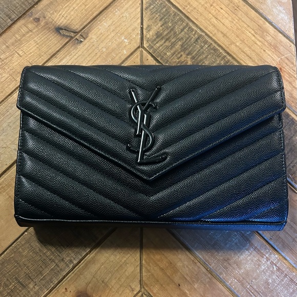 Yves Saint Laurent Monogram Large Wallet on Chain, Grained Leather - Picture 2 of 14